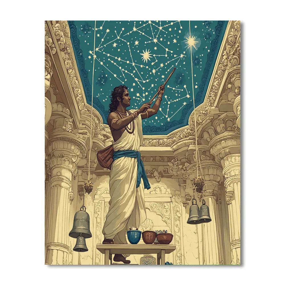 Krishna Painting Constellations On A Temple Ceiling paint by color