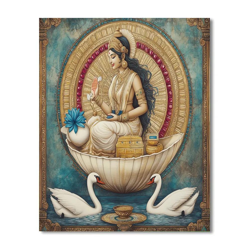Lakshmi Grade Conch And Lotus Treasury paint by numbers