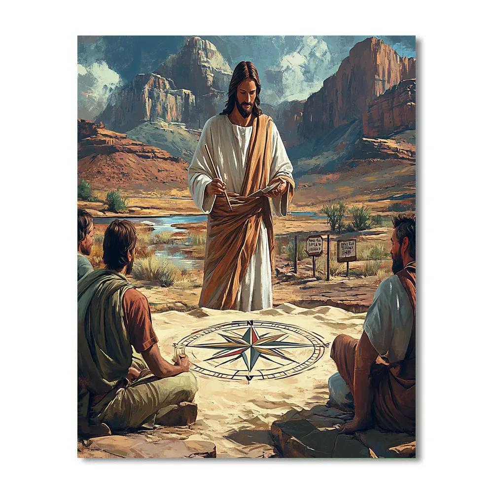 Jesus Teaching Beside The Compass Rose Number painting