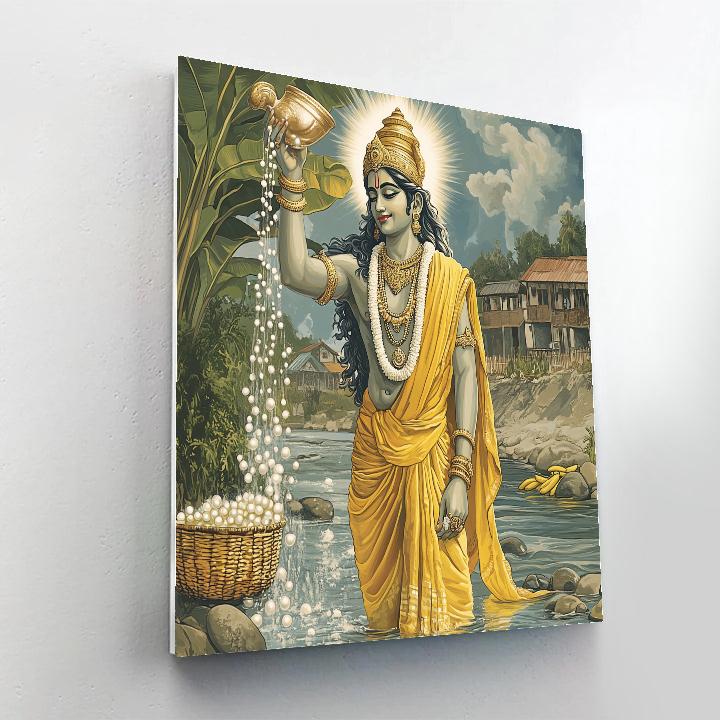 Vishnu At The Rain Pearl Harvest paint by number
