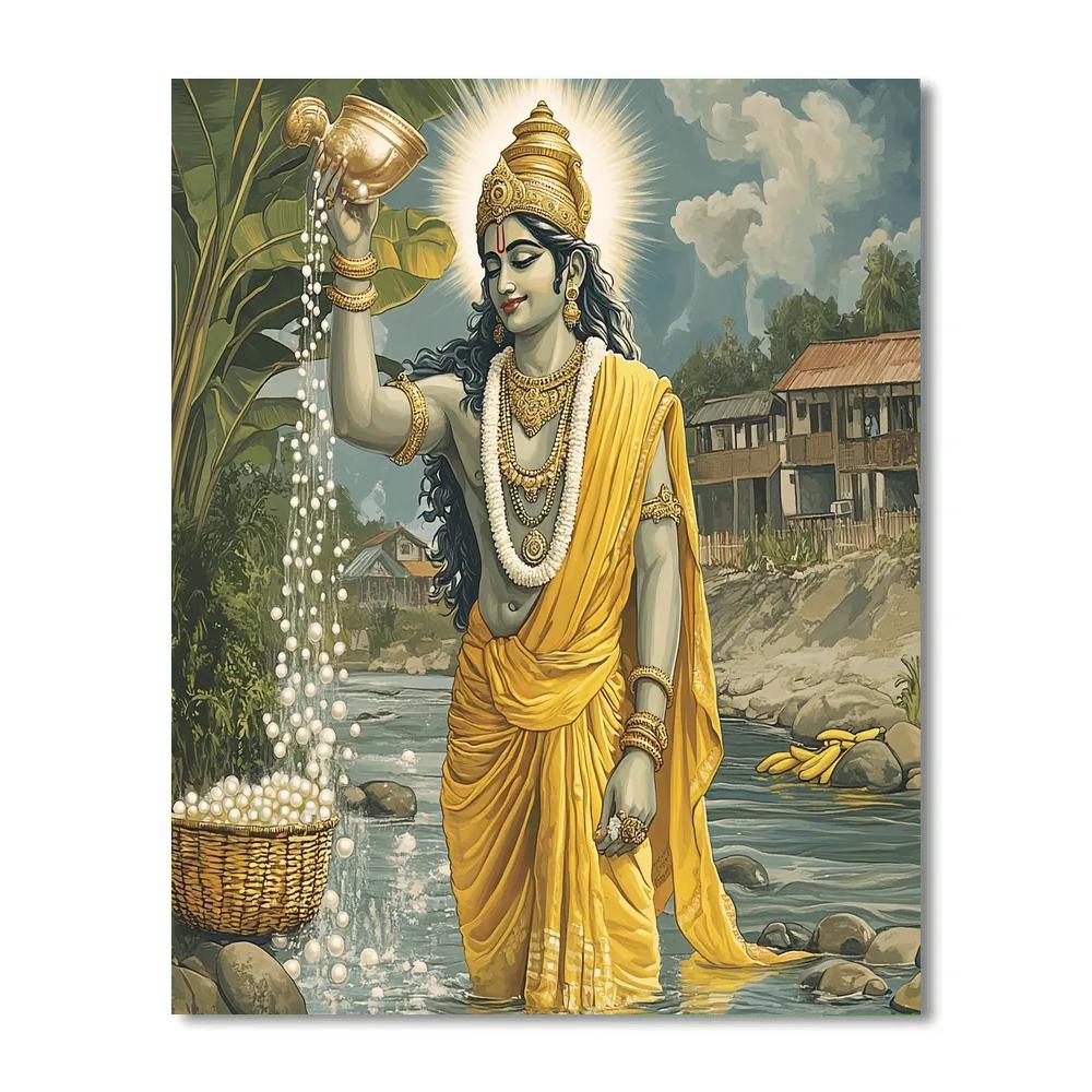 Vishnu At The Rain Pearl Harvest paint by number