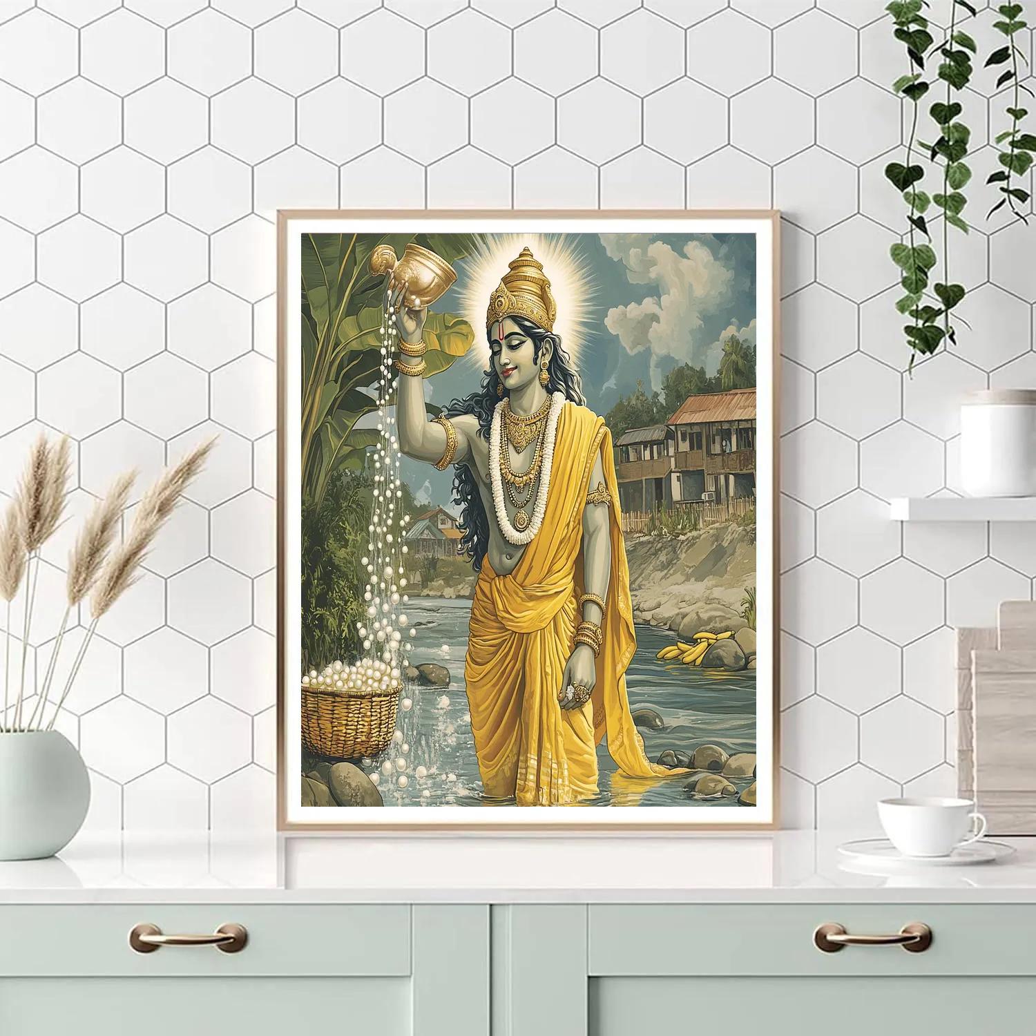 Vishnu At The Rain Pearl Harvest paint by number