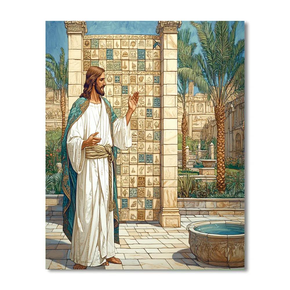 Jesus And The Sandstone Mosaic Gate Paint by numbers kits