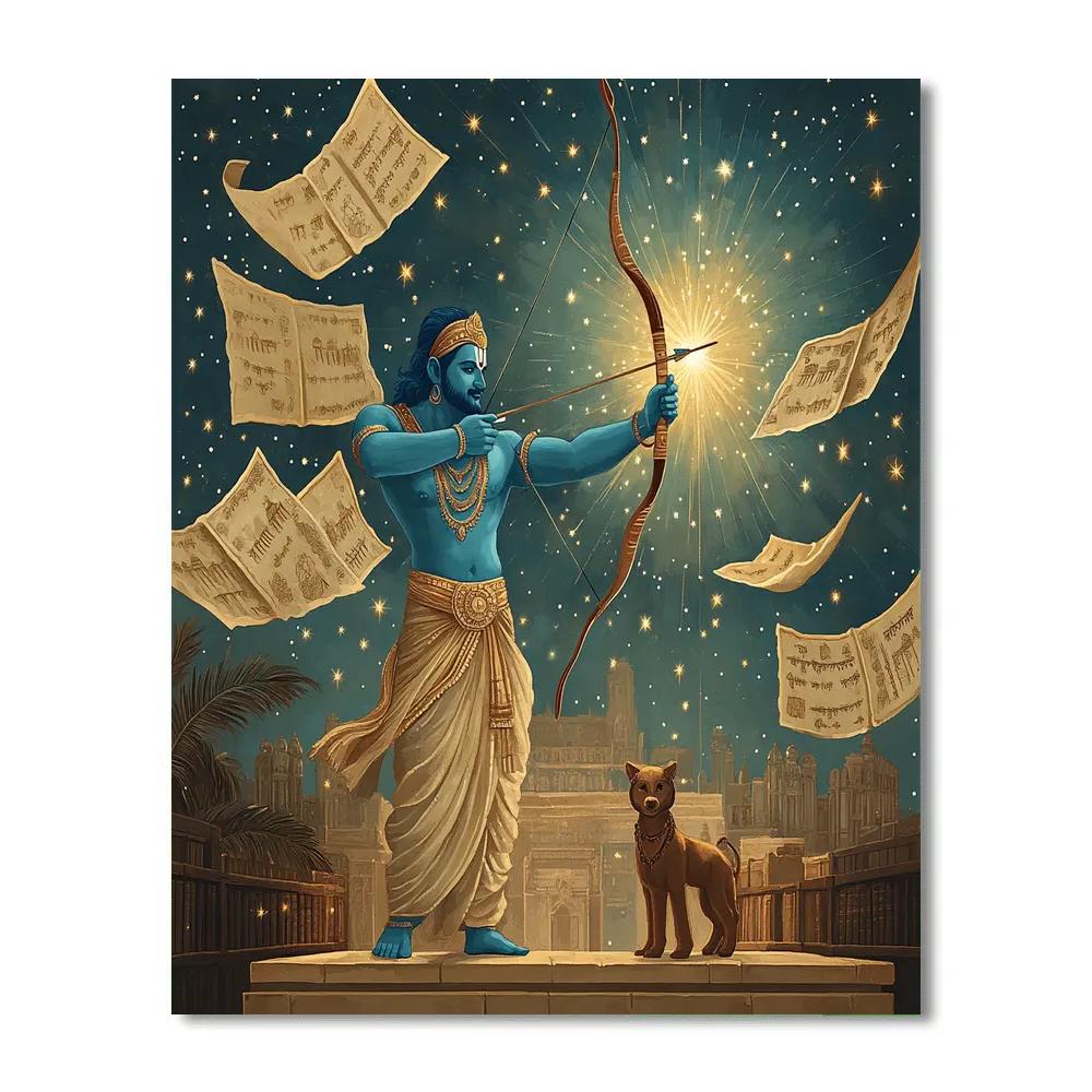 Celestial Library With Rama As Guardian Archer Paint by numbers art