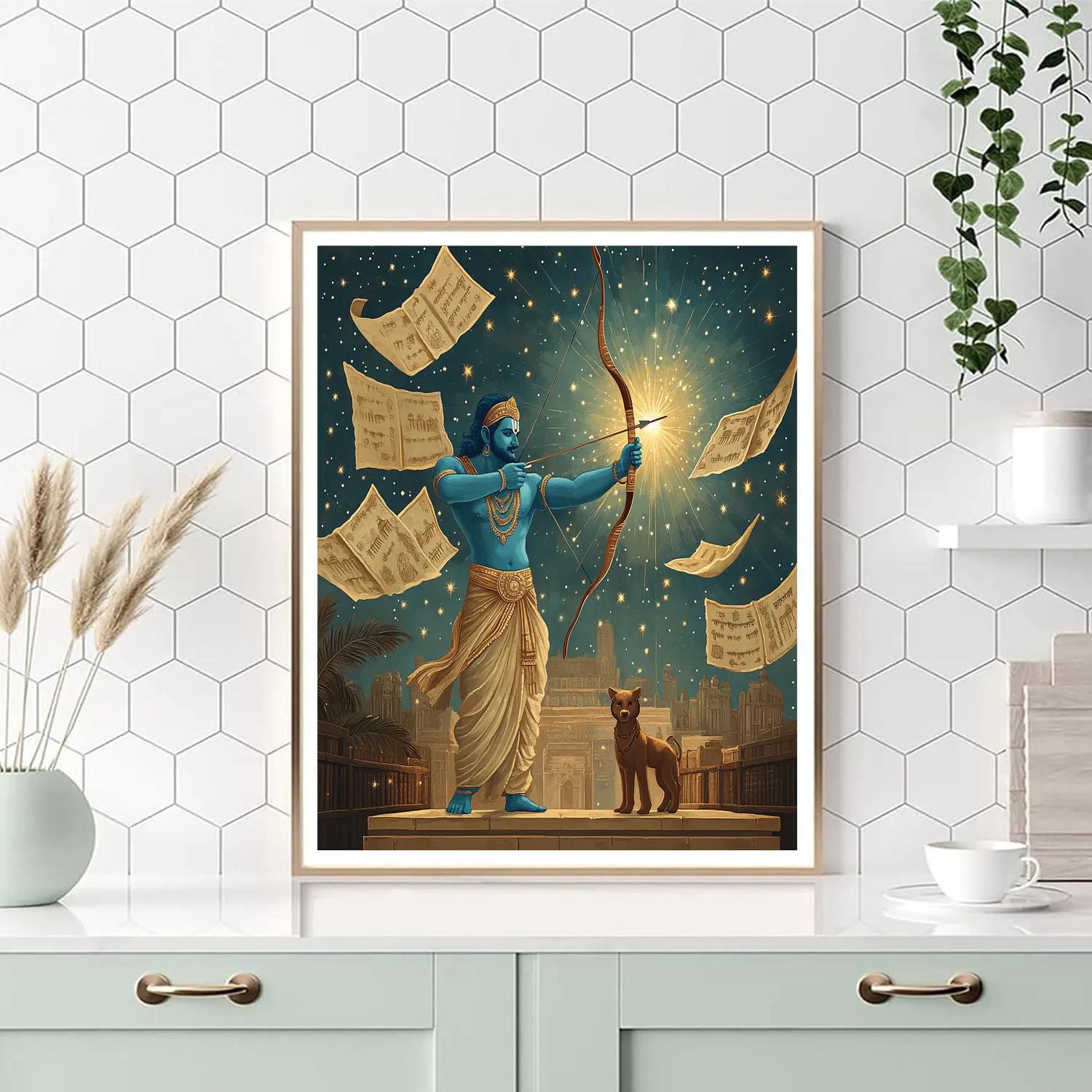 Celestial Library With Rama As Guardian Archer Paint by numbers art