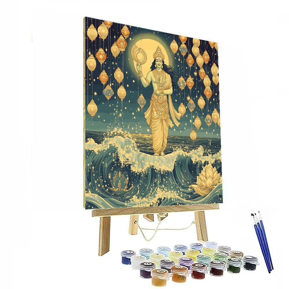 Vishnu Protecting The Lantern Sea paint by color