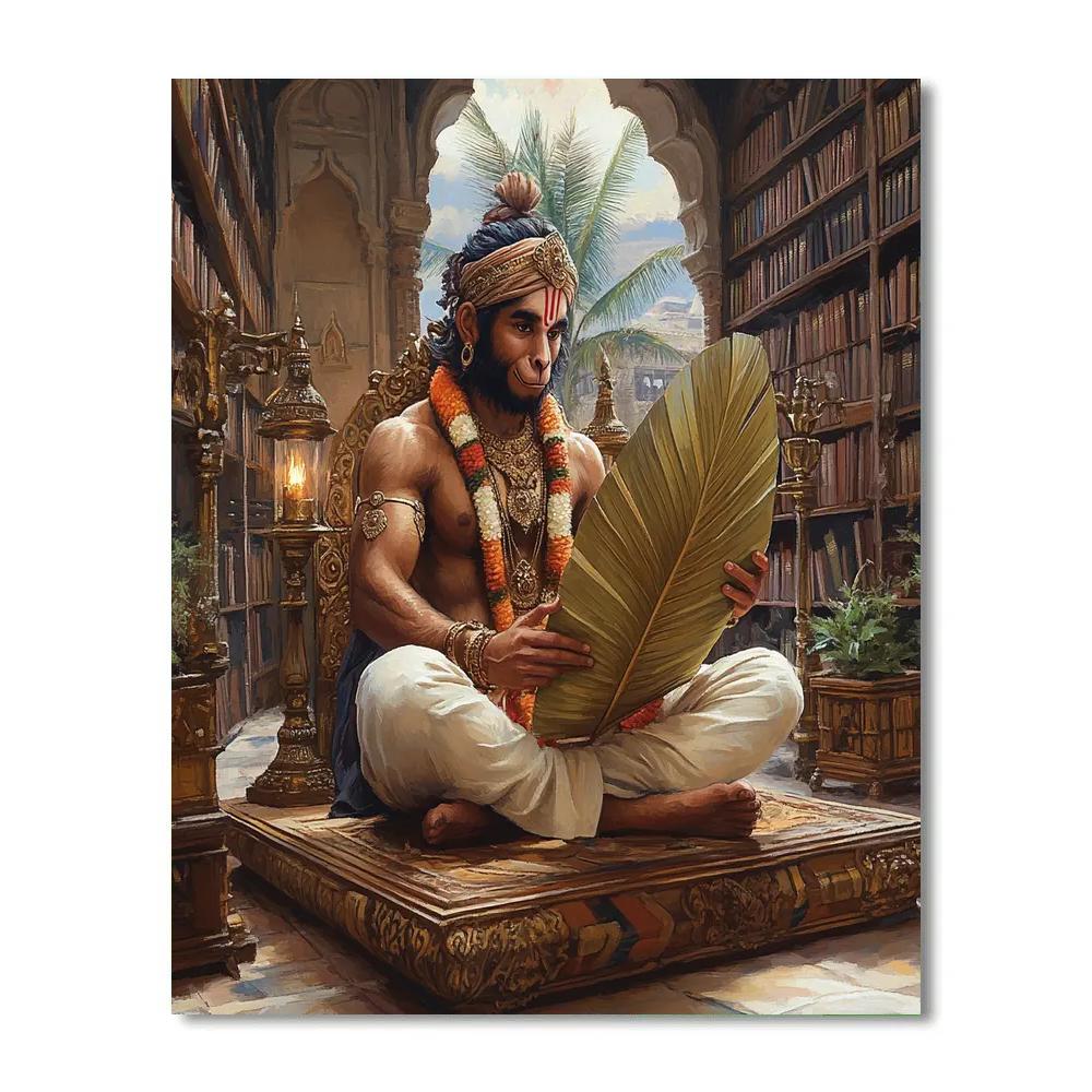 Library Mural With Hanuman Wisdom DIY paint by numbers