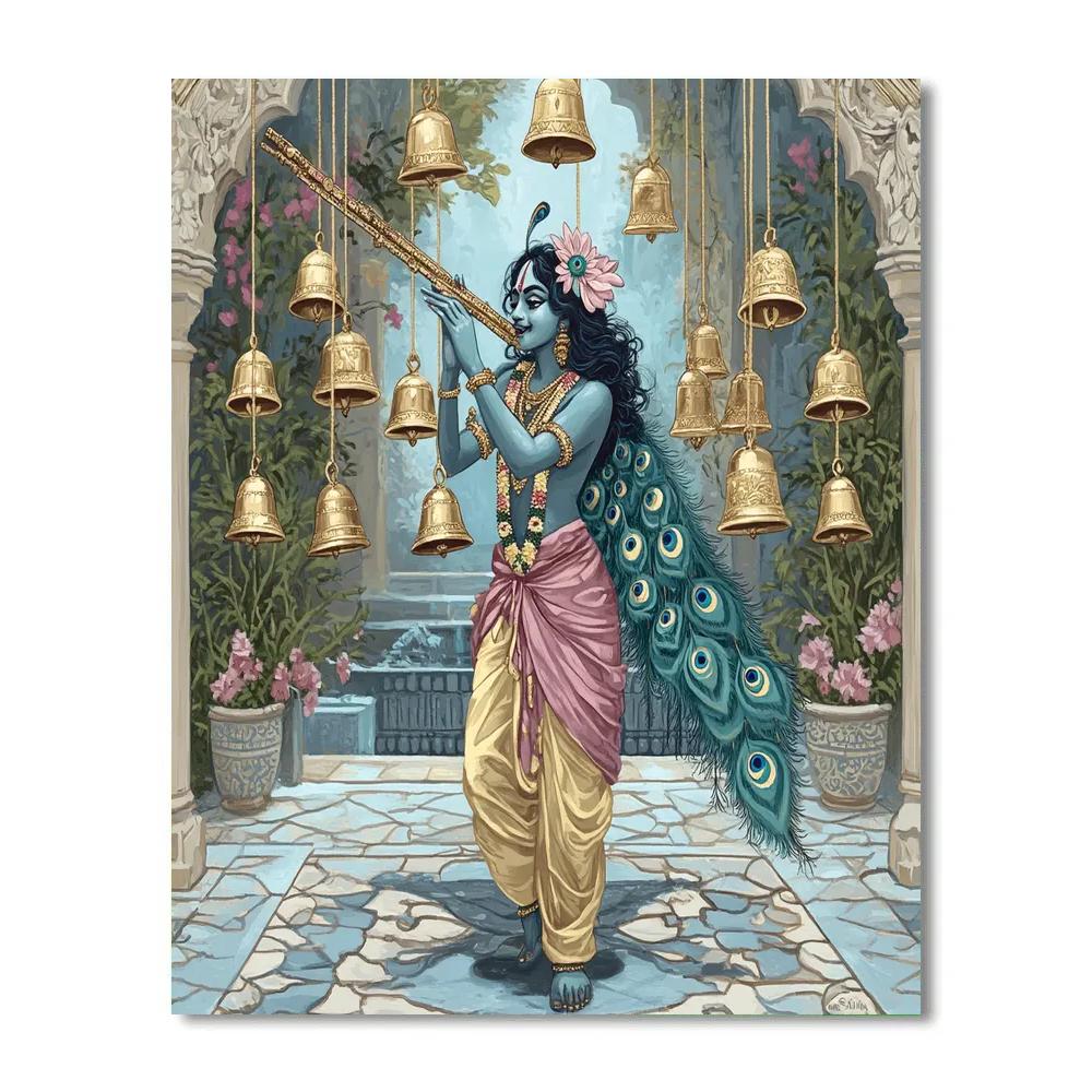 Krishna Conducting A Lotus Bell Orchestra Paint by numbers kits