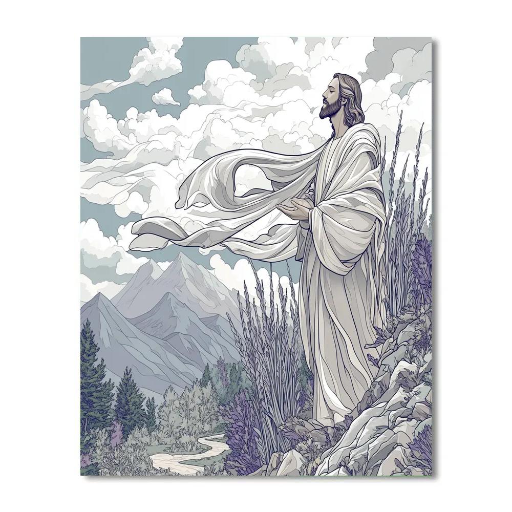 Jesus In The Mountain Wind Choir Paint by numbers kits