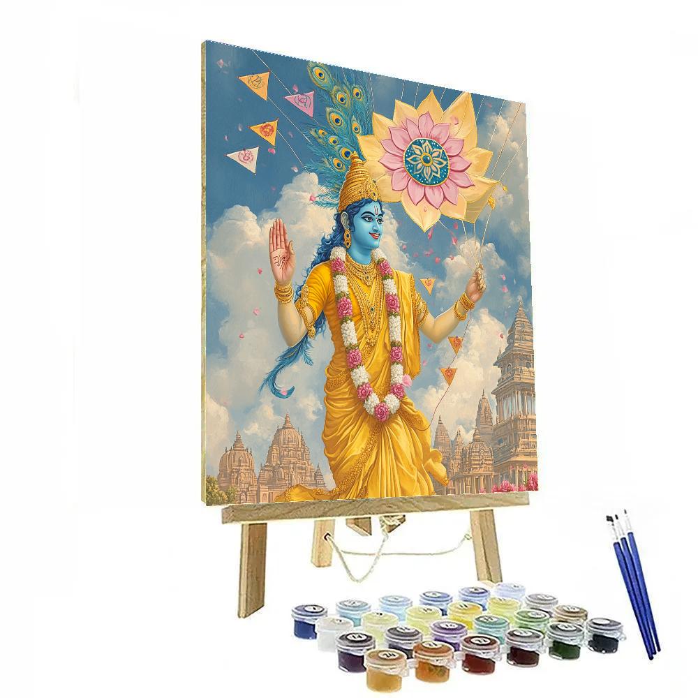 Vishnu And The Lotus Kite Festival Sky Paint by numbers kits