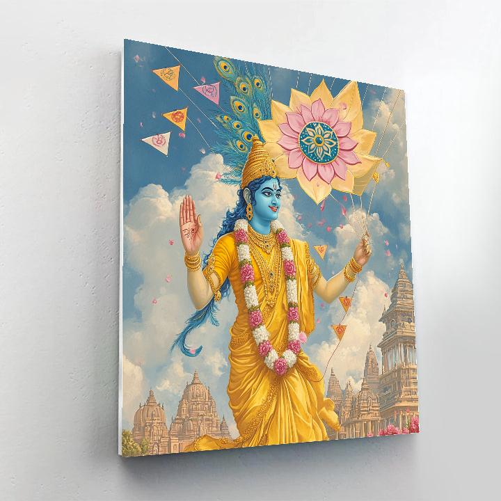 Vishnu And The Lotus Kite Festival Sky Paint by numbers kits
