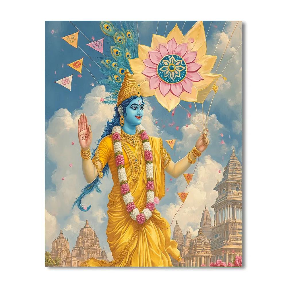 Vishnu And The Lotus Kite Festival Sky Paint by numbers kits