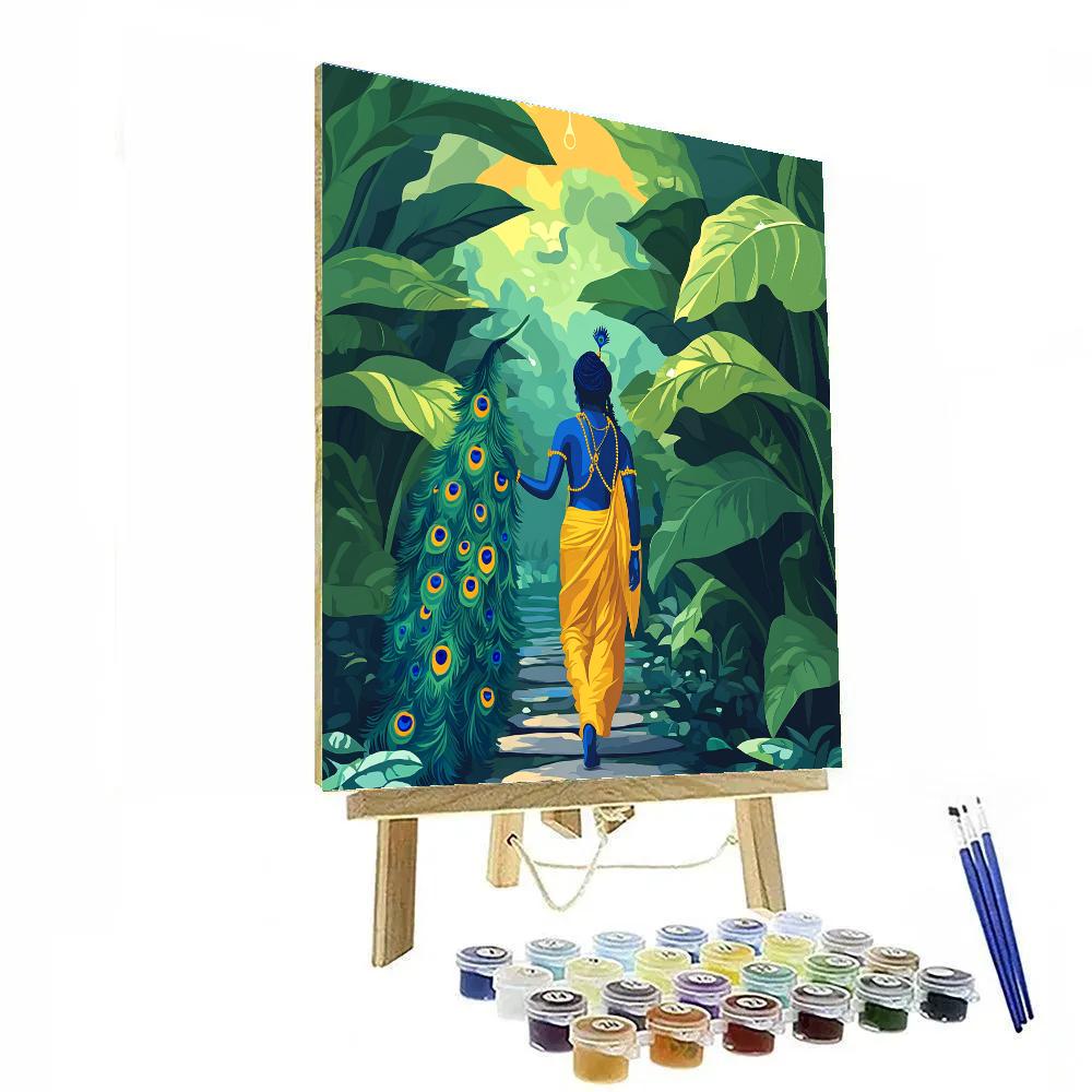 Krishna In A Garden Of Giant Tulsi Leaves Number painting