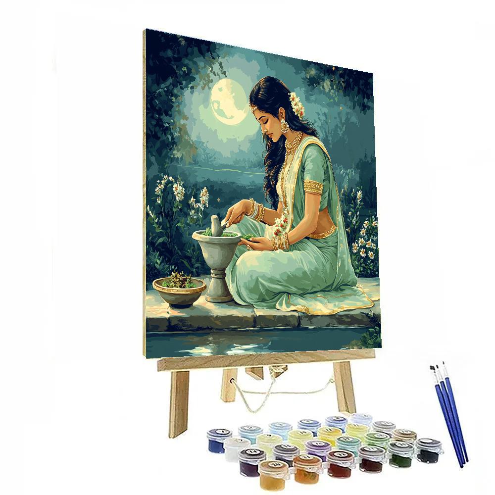 Parvati With Moonlit Herbal Garden Painting by numbers kit