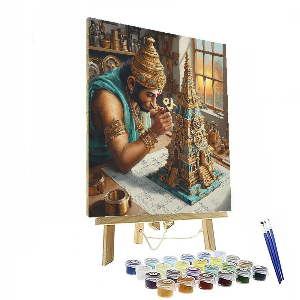 Hanuman Crafted Clockwork Temple Paint by numbers art