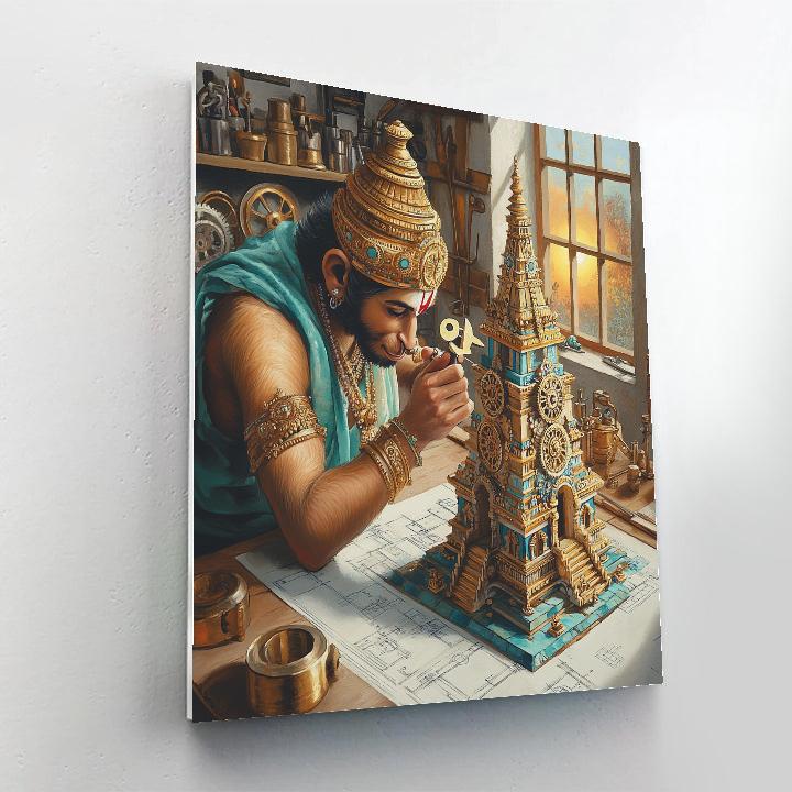 Hanuman Crafted Clockwork Temple Paint by numbers art