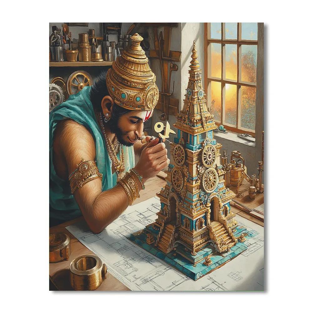 Hanuman Crafted Clockwork Temple Paint by numbers art