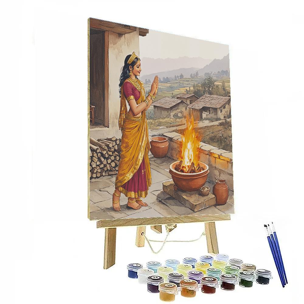 Parvati Blessing The Mountain Village Hearth Paint by numbers kits