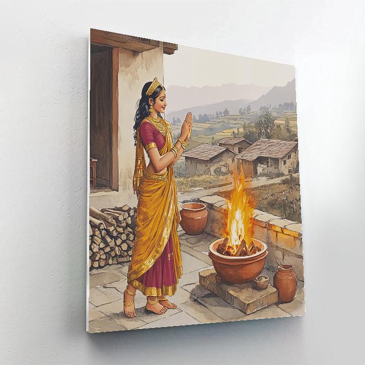 Parvati Blessing The Mountain Village Hearth Paint by numbers kits