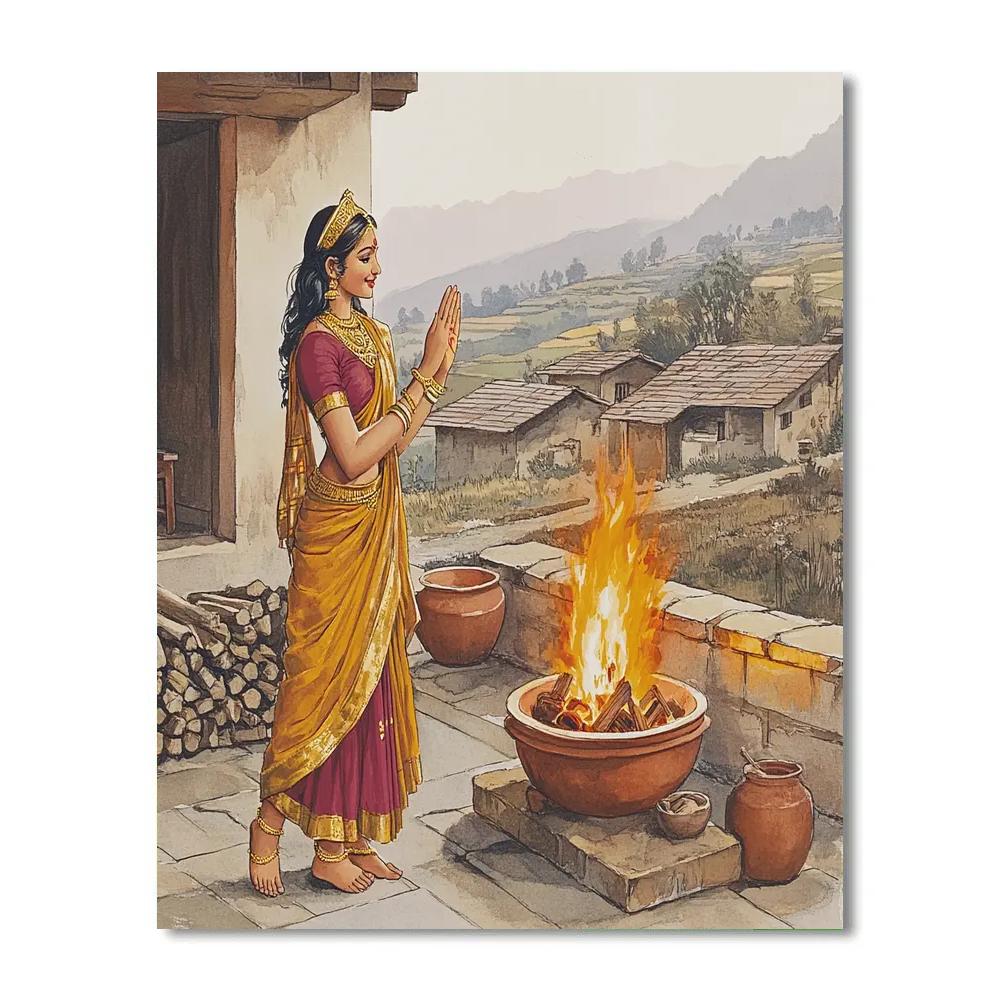 Parvati Blessing The Mountain Village Hearth Paint by numbers kits
