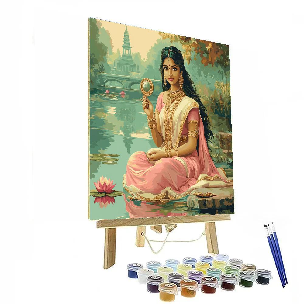 Parvati Lotus Mirror Reflection Scene paint by number
