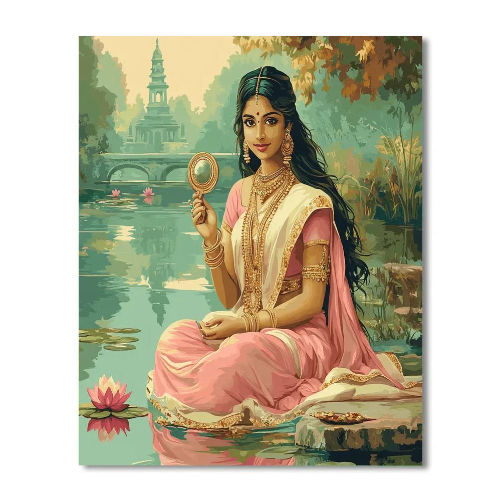 Parvati Lotus Mirror Reflection Scene paint by number