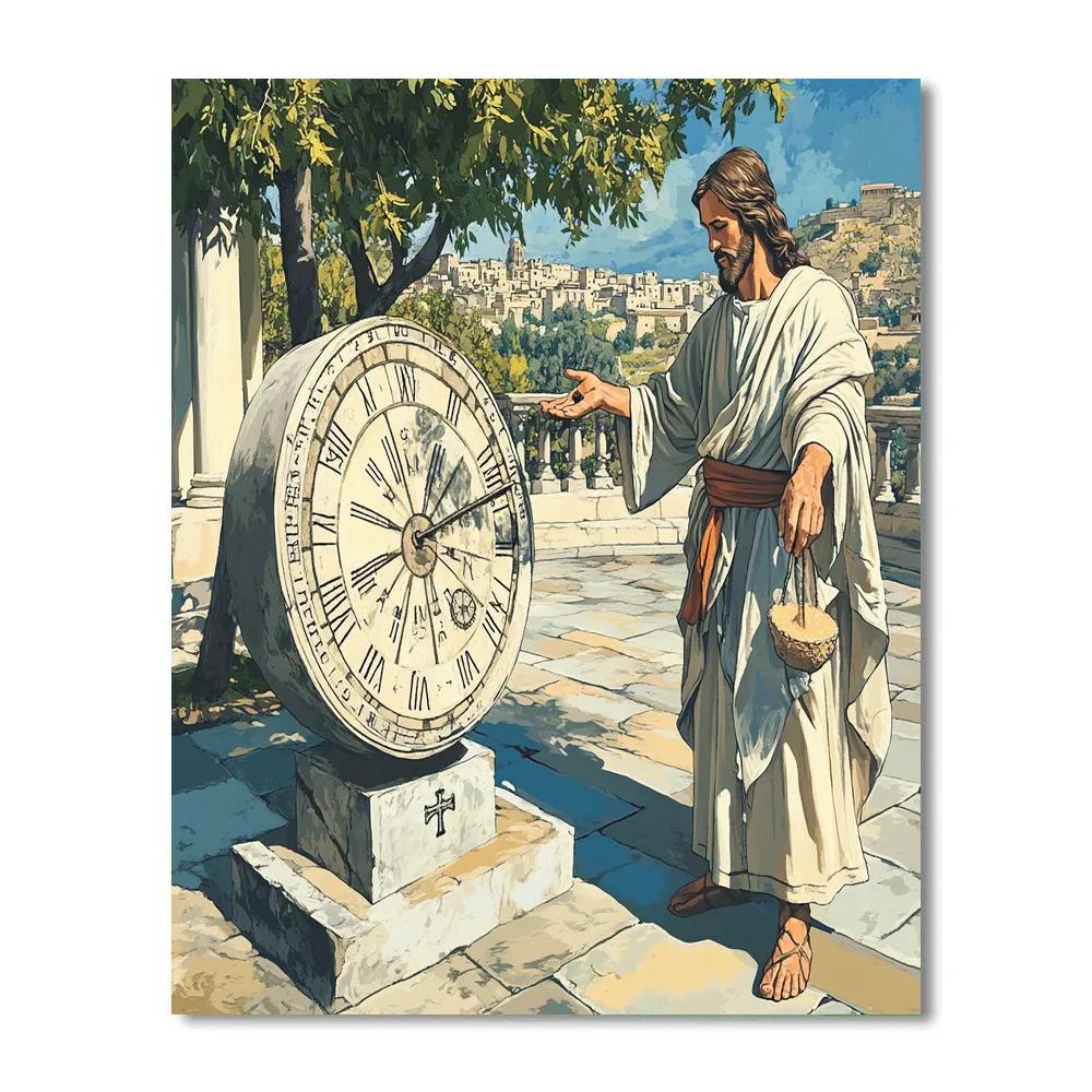 Jesus At The Timekeeper Sundial painting number kit