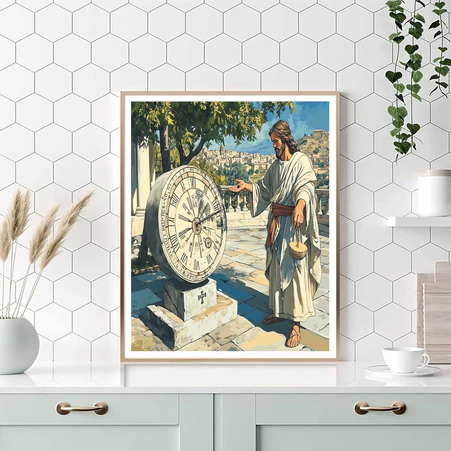 Jesus At The Timekeeper Sundial painting number kit