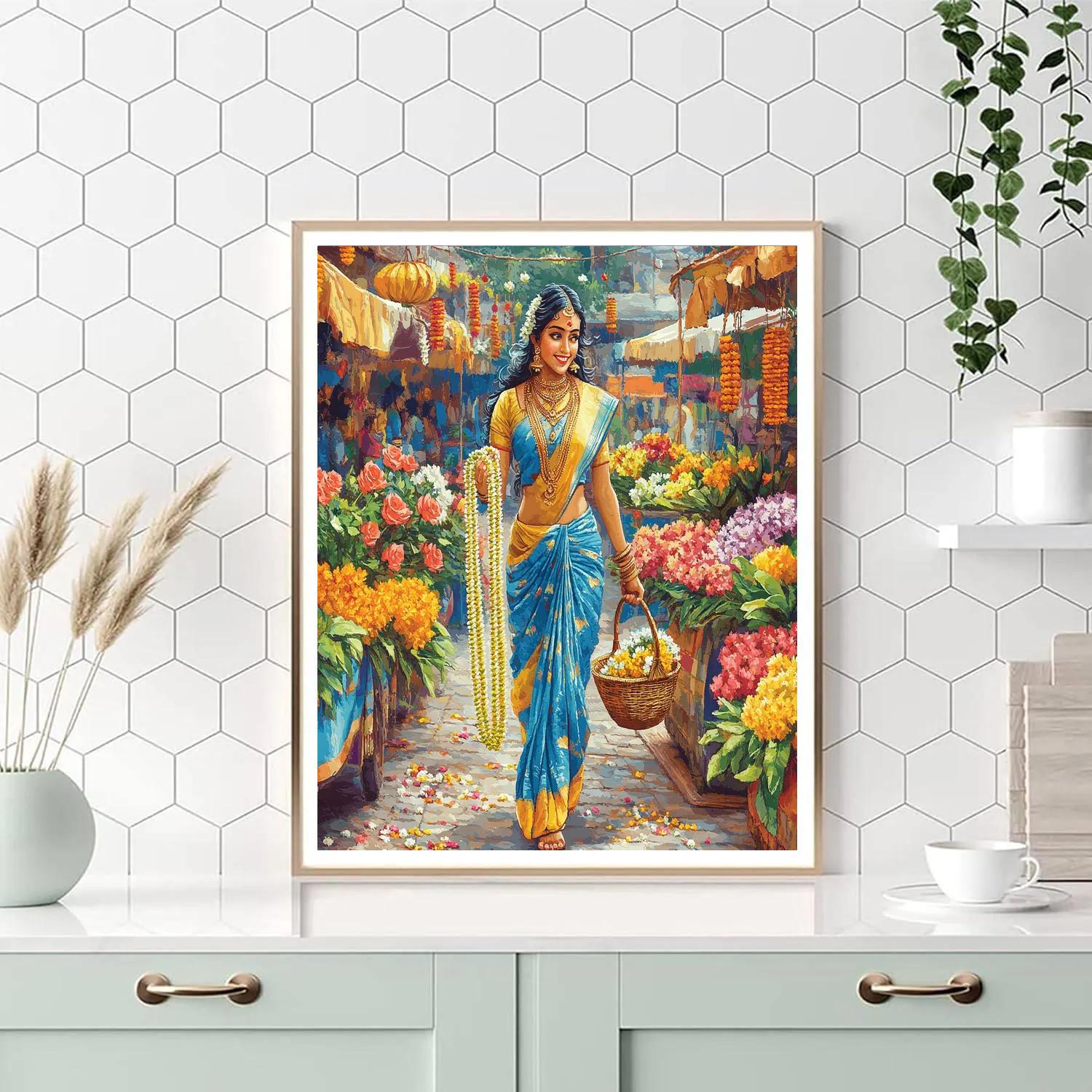 Parvati In The Garland Market Walk Paint by numbers kits