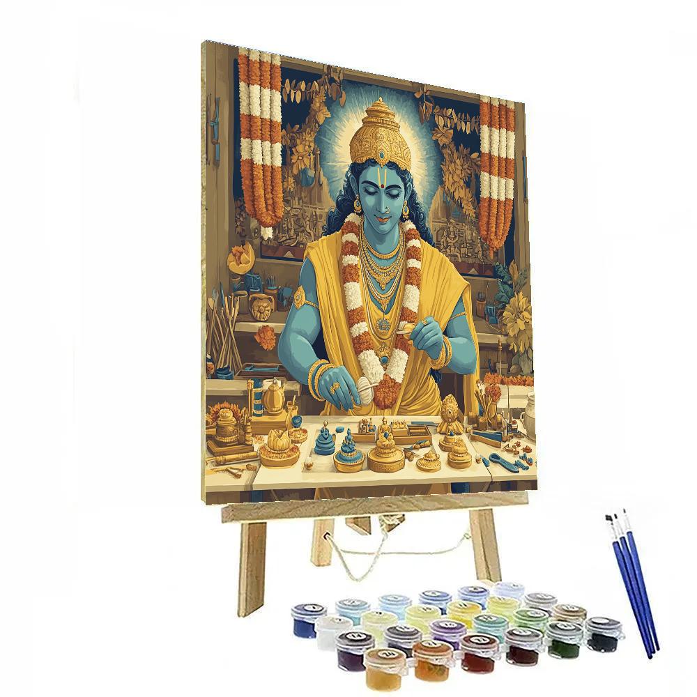Vishnu And The Four Sacred Instruments Workshop paint by color