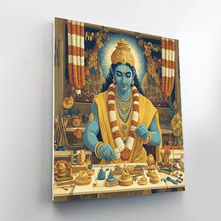 Vishnu And The Four Sacred Instruments Workshop paint by color