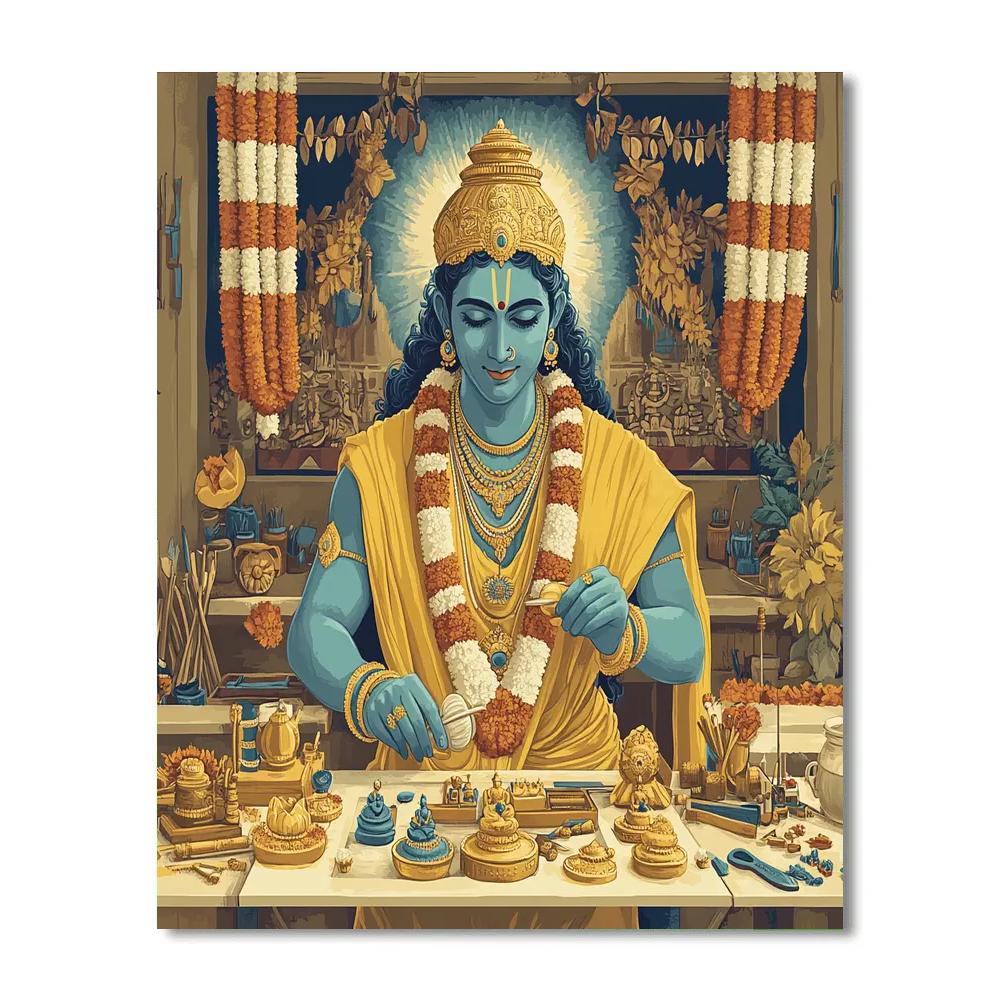 Vishnu And The Four Sacred Instruments Workshop paint by color