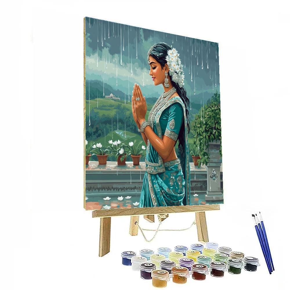 Rainy Terrace Prayer With Parvati Number painting