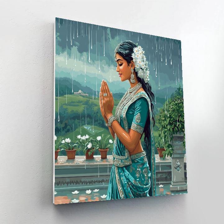 Rainy Terrace Prayer With Parvati Number painting
