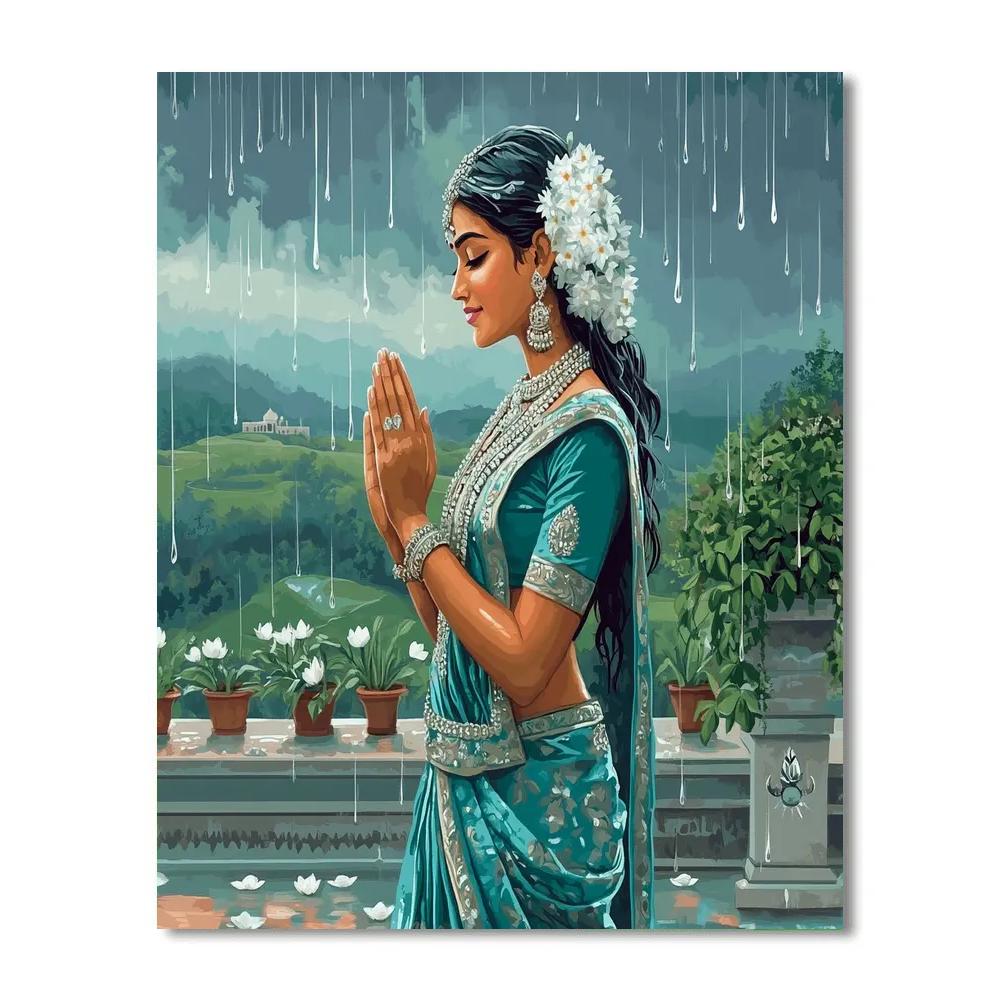 Rainy Terrace Prayer With Parvati Number painting