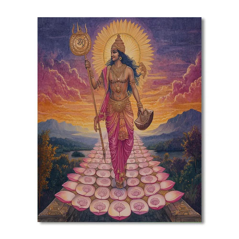 Vishnu On The Lotus Bridge Over Time Painting by numbers kit