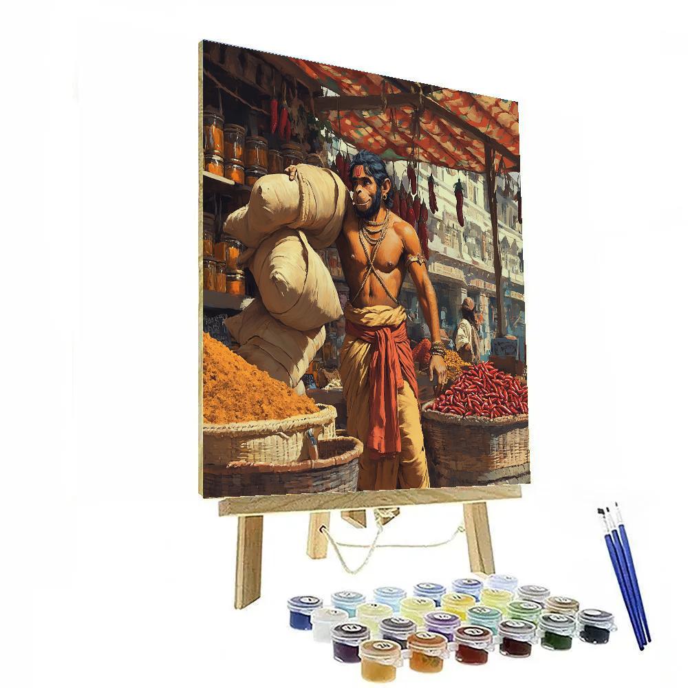 Hanuman Marketplace Spice Protector paint by numbers