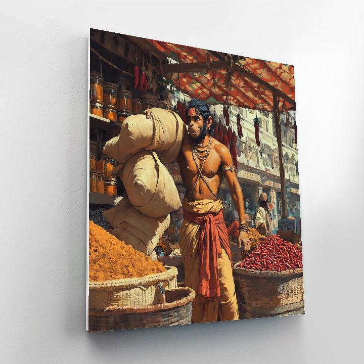 Hanuman Marketplace Spice Protector paint by numbers