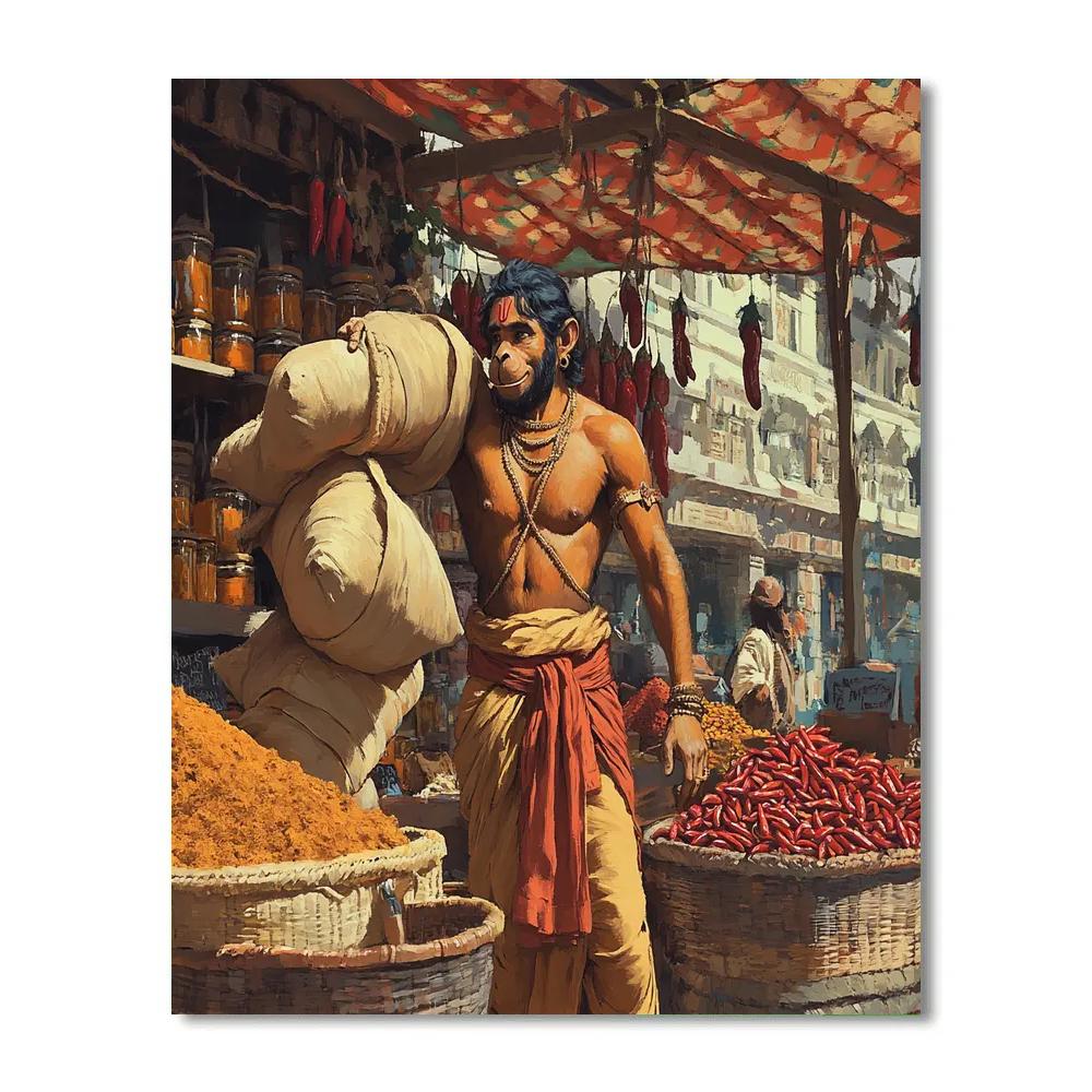 Hanuman Marketplace Spice Protector paint by numbers