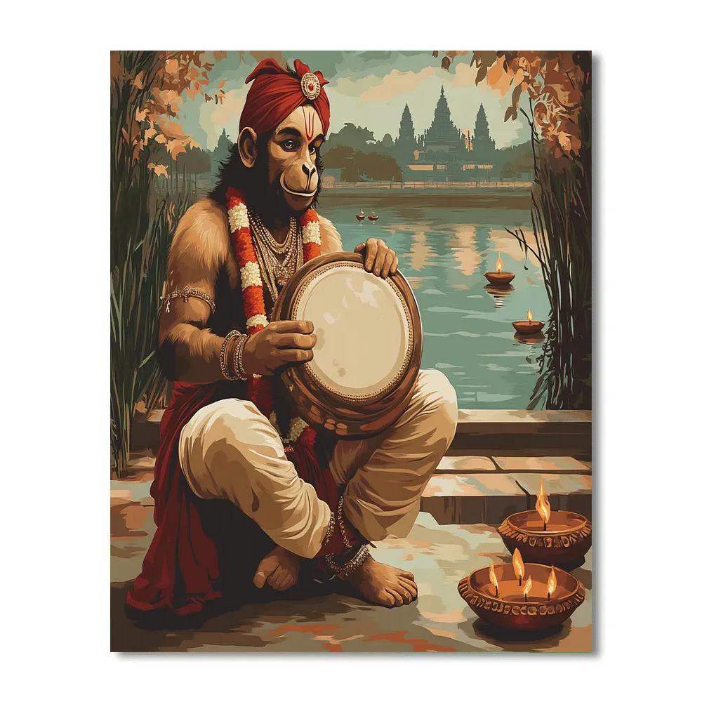 Hanuman Riverside Drum Practice Numbered painting kits