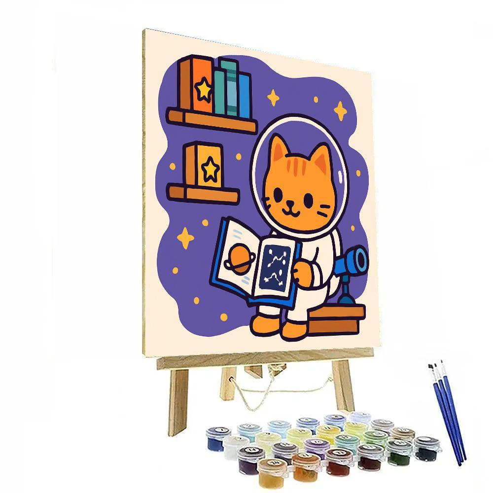 Nebula Library Cat Number painting