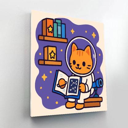 Nebula Library Cat Number painting