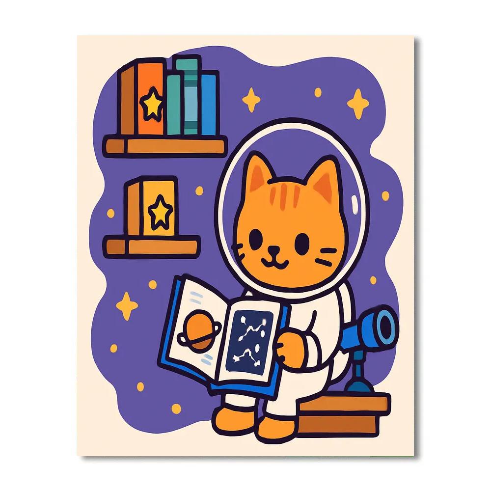Nebula Library Cat Number painting