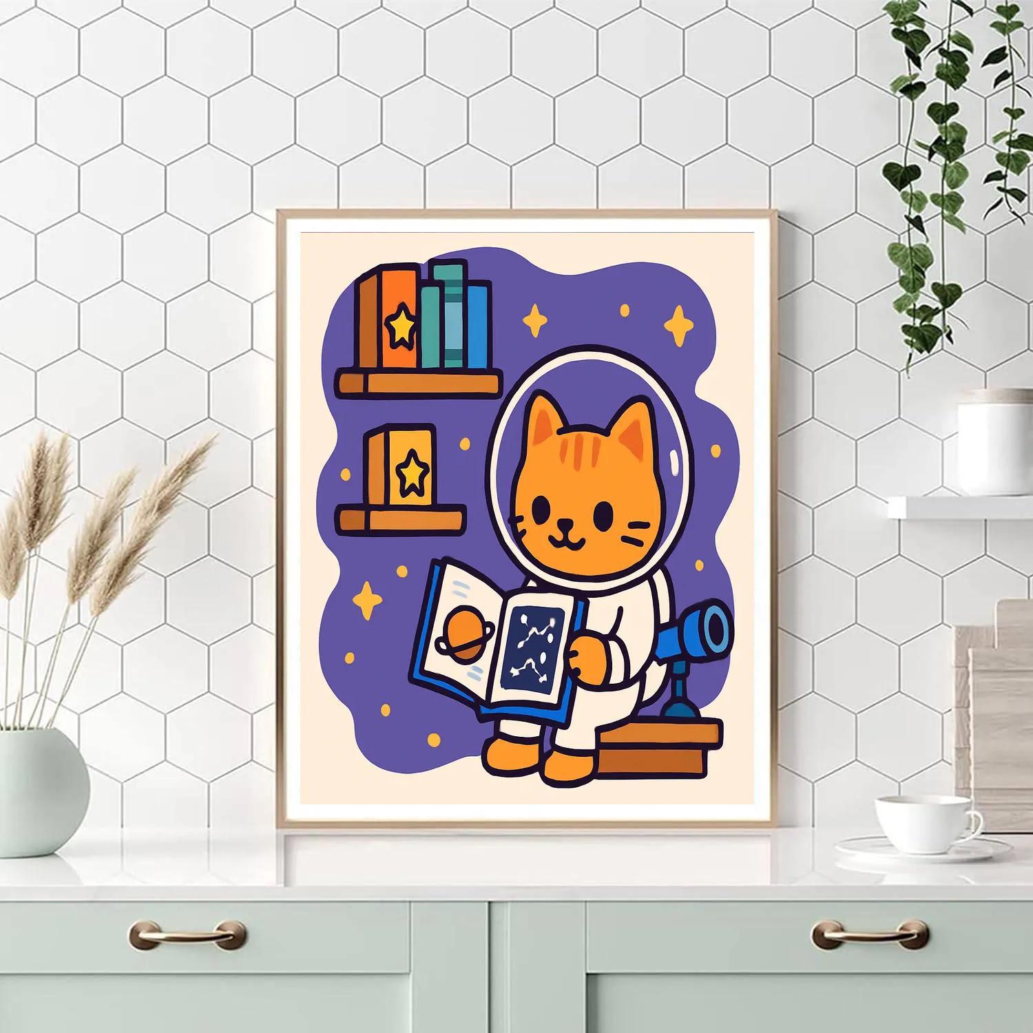 Nebula Library Cat Number painting