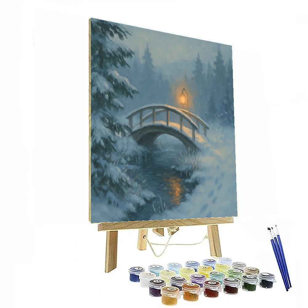Lantern Bridge Over The Quiet Winter Run Number painting
