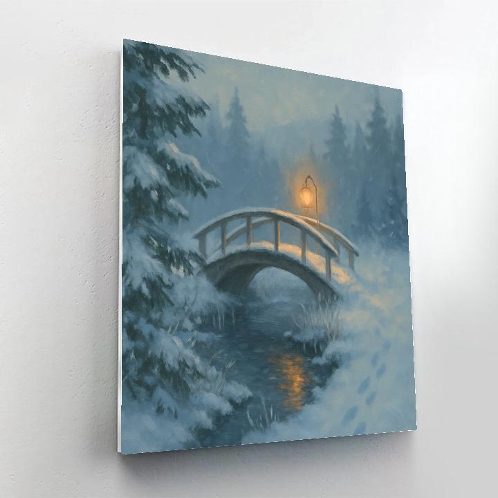 Lantern Bridge Over The Quiet Winter Run Number painting