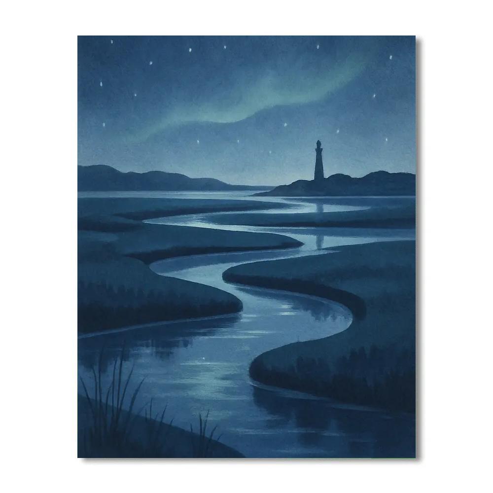 Moonlit Salt Marsh Aurora paint by color