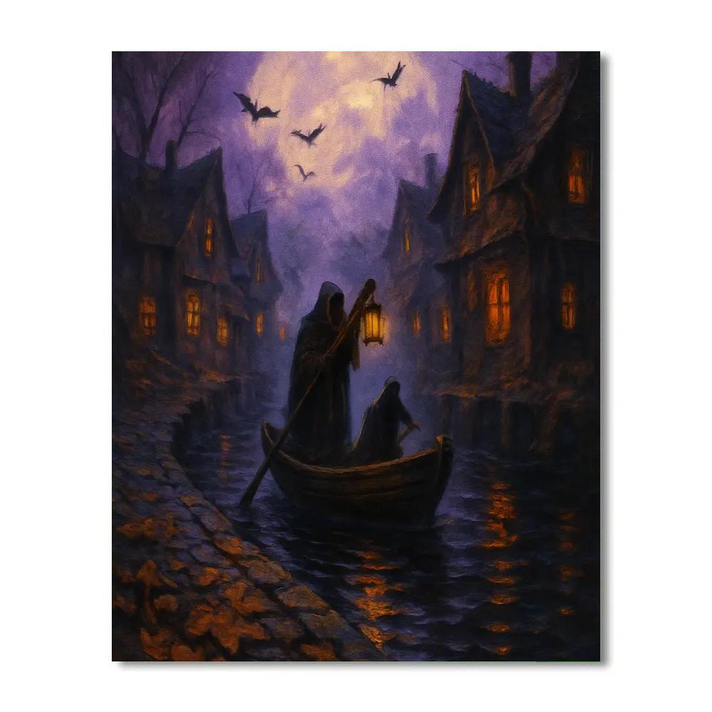 Lanterns Along The Hollow Canal paint by color