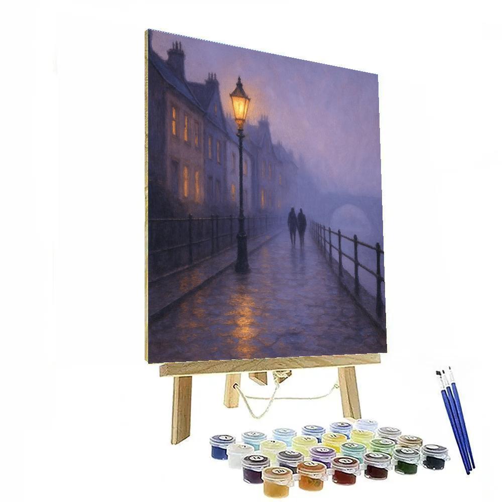 Lavender Fog Over The Riverside Promenade paint by number