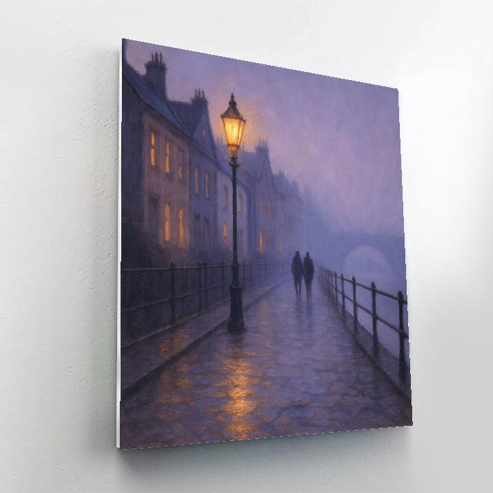 Lavender Fog Over The Riverside Promenade paint by number